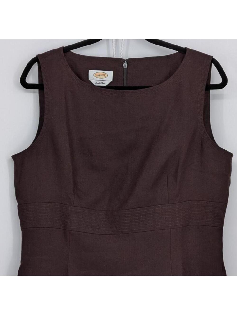 NEW Talbots Size 14 Brown 100% Irish Linen Fit and Flare Dress Y2K Quiet Luxury - Picture 3 of 15